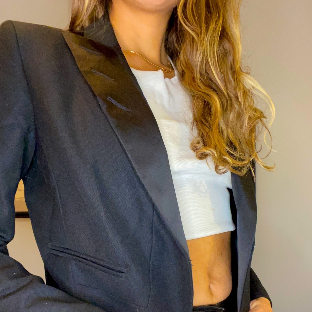 Sandro Cropped Tuxedo Blazer